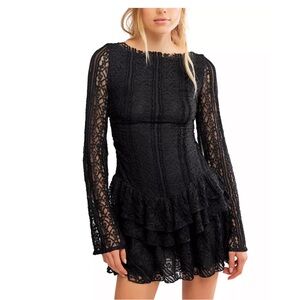 Free People Tabby Lace Mini Dress black NWT!